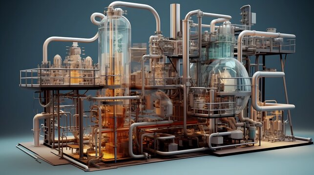 Detailed 3D rendered cutaway showcasing the internal components and mechanics of a multi stage flash distillation system a critical piece of equipment used in various industrial scientific
