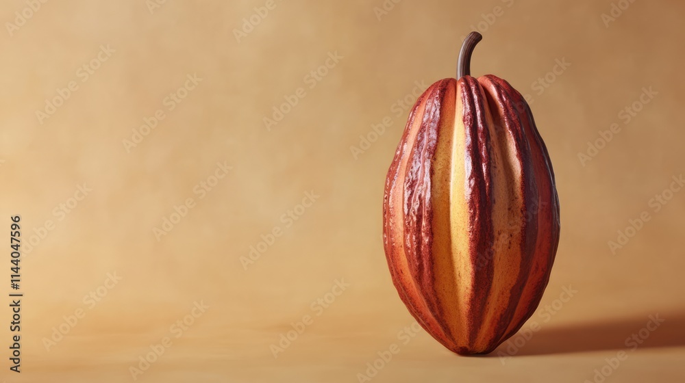 Poster cacao fruit isolated on a neutral background highlighting its unique natural texture and vibrant col