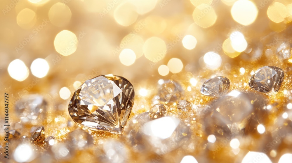 Poster elegant gold and diamond abstract background with bokeh effect and soft blurred lights creating a gl