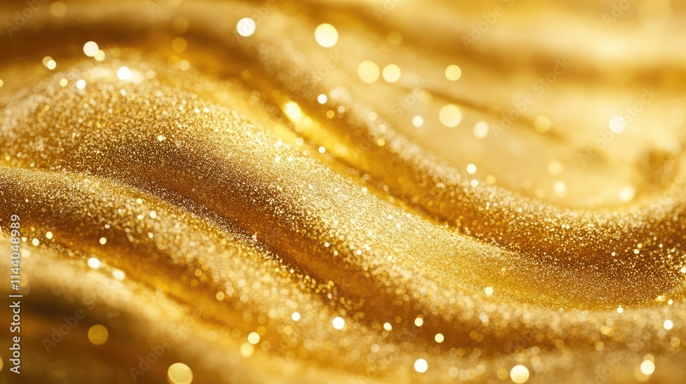 Poster golden shimmering abstract background with bokeh effect and flowing textures for stylish designs and