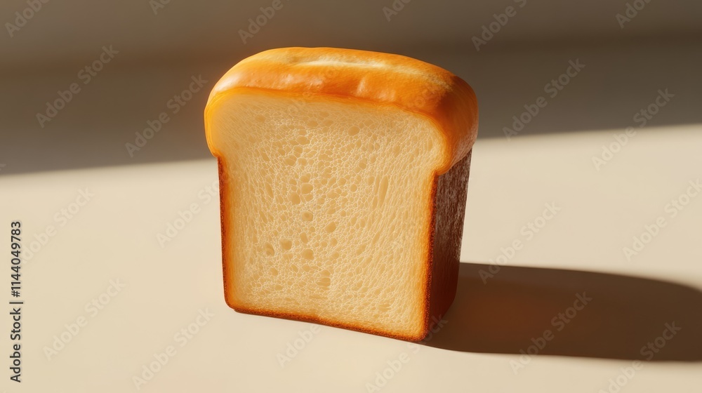 Poster sliced fresh loaf of bread on a light surface with soft natural lighting creating subtle shadows