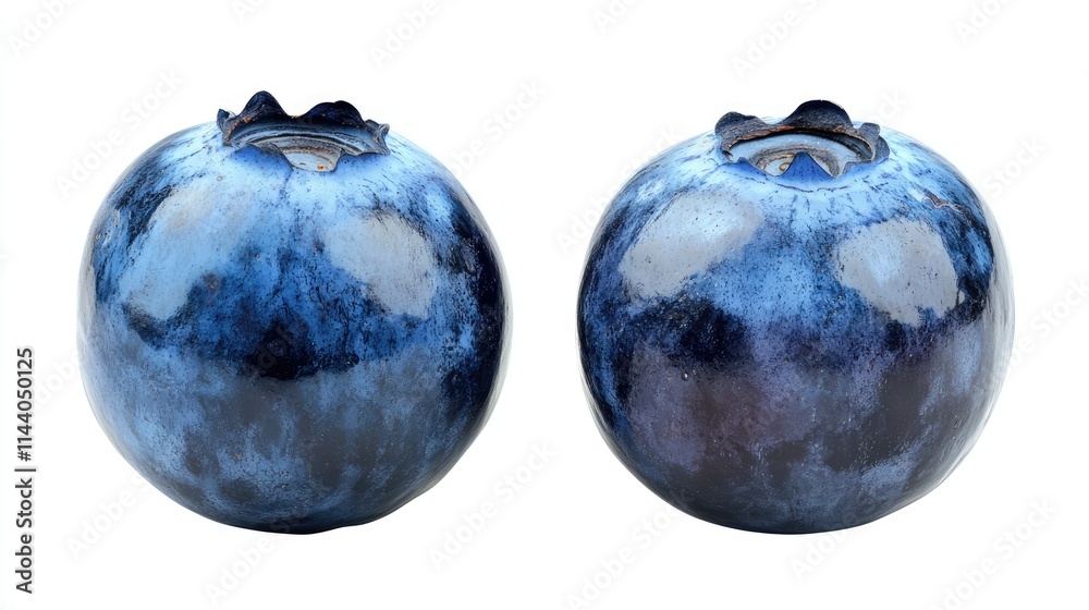 Poster fresh ripe blueberries isolated on a white background showcasing vibrant color and texture perfect f