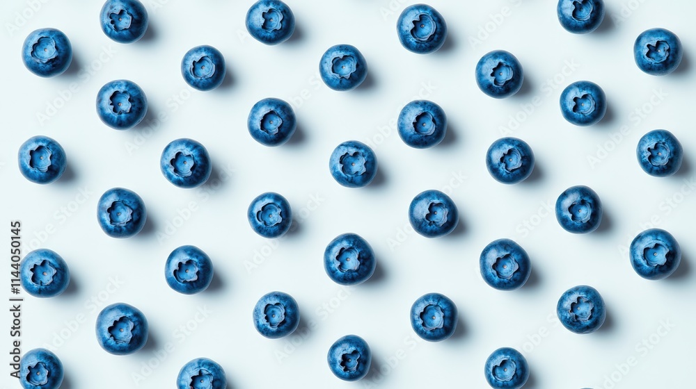 Poster Vibrant fresh blueberries arranged on a light background creating a visually appealing and healthy food concept for marketing and design purposes