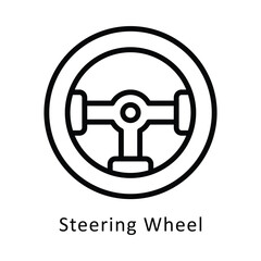 Steering Wheel Vector Outline Icon. Eps 10 File