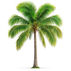 Fototapeta premium A photostock of natural palm trees with curved trunks and green leaves, isolated on a clean white background, tropical and serene, High Quality