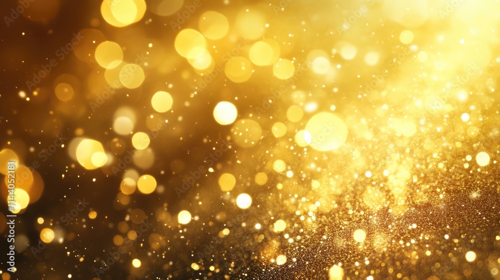 Poster golden bokeh abstract texture with luminous particles creating a festive and elegant background for 