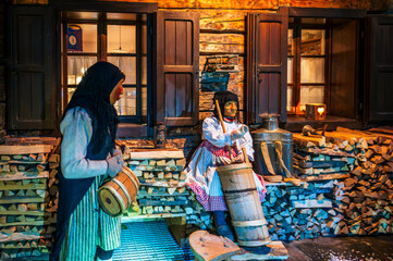 Ancient carnival with wooden masks from Sauris. Magic of Carnia for the arrival of spring.