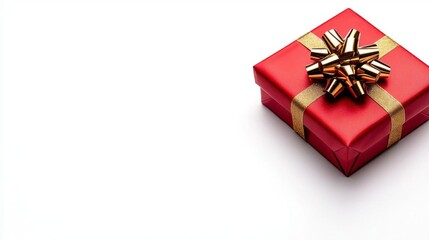 Obraz premium A photostock of red silk gift boxes with golden ribbons and bows, isolated on a clean white background, luxurious and celebratory, High Quality