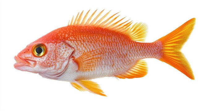 Vibrant baulu fish showcasing bright orange and yellow hues isolated on white background for culinary or aquatic-themed projects