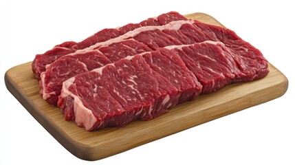 Fototapeta premium Quality Cuts of Fresh Beef Steak on a Wooden Cutting Board Ready for Culinary Preparation