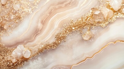Elegant gold and beige marbled stone texture with sparkling elements for sophisticated design backgrounds
