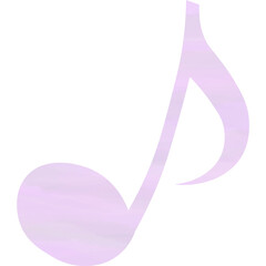 Clip art of image of eighth note icon with beautiful watercolor pattern.