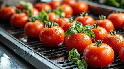 Food Processing Facility Tomatoes Herbs Conveyor Belts Efficient Consistent Manufacturing Results Food Processing Industry