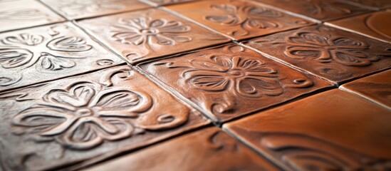 Handcrafted Italian terracotta tiles featuring detailed designs ideal for elegant flooring and decorative roofing applications