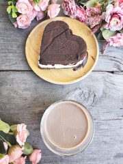 Heart of chocolate cake valentines day