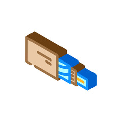 fiber optic cable industry 3 isometric icon vector. fiber optic cable industry 3 sign. isolated symbol illustration