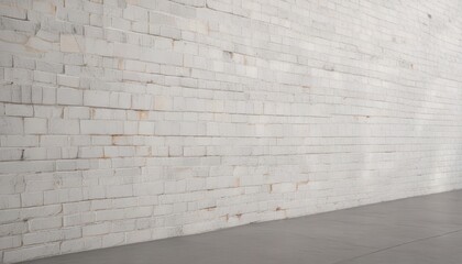 Fototapeta premium Clean white brick wall, uniform rectangular bricks, bright, monochrome, photography