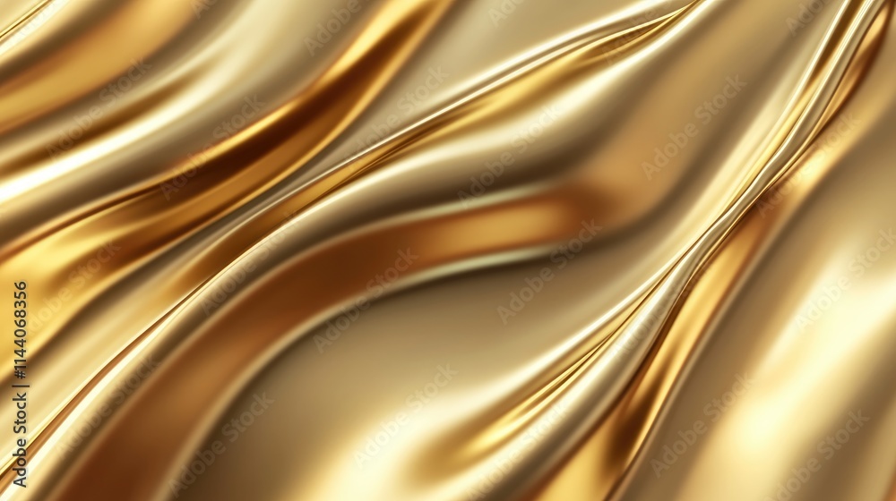Poster lustrous gold foil texture with smooth undulating waves creating a luxurious background for design a