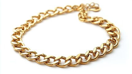 Obraz premium Elegant Golden Chain Bracelet Isolated on a White Background for Jewelry and Fashion Accessories Marketing