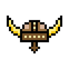 Obraz premium Viking helmet in pixel art style