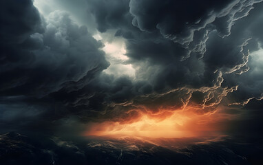 Stormy sky with brooding clouds and tempestuous atmosphere