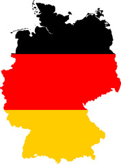 Germany Map with Flag. Map of Federal Republic of Germany with German flag. Germany map on White Background. Vector illustration