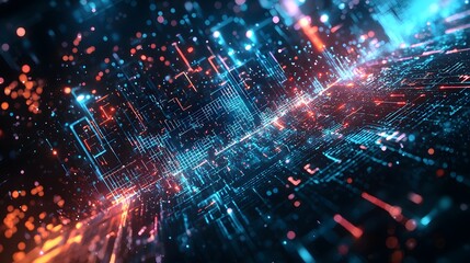 Obraz premium Clean Tech Canvas with Light Digital Elements