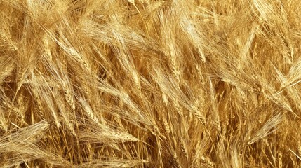 Fototapeta premium Golden ripe wheat field ready for harvest showcasing abundant agricultural crop texture and natural beauty of rural farming landscape.