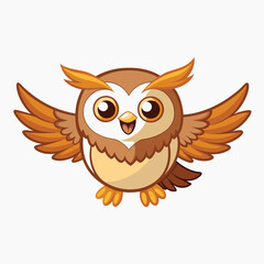 Cute Cartoon tribal Owl with feathers on a white background. Vector illustration