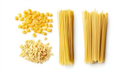  Culinary layout. Ingredients for the preparation of Italian pasta isolated on white
