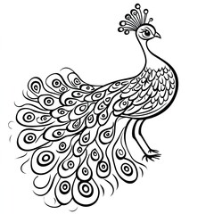 Fototapeta premium Simple Peacock Coloring Page Illustrations for Kids: Four Easy Designs