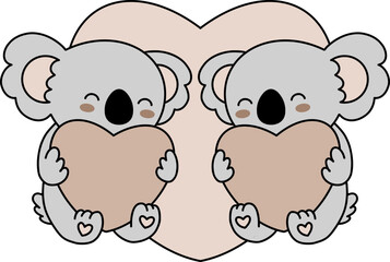 Cozy Koala Bear Nursery Heart Love Valentine Kids Cartoon
