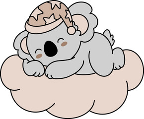 Cozy Koala Bear Nursery Sleeping Cloud Kids Cartoon