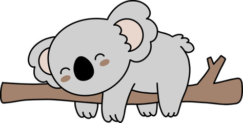 Cozy Koala Bear Nursery Sleeping On Tree Kids Cartoon