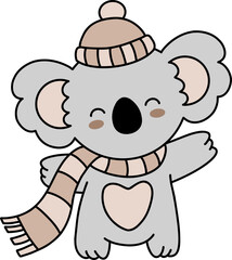 Naklejka premium Cozy Koala Bear Nursery Sweater Scarf Kids Cartoon