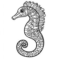 Fototapeta premium Simple Seahorse Coloring Page for Kids: Easy Ocean Animal Illustration