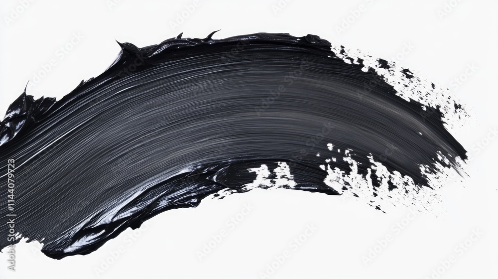 Poster handmade black oil paint brush stroke isolated on white background as a creative design element for 