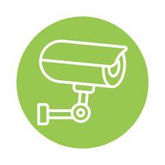 Cctv Camera Vector Circle Outline Icon. Eps 10 file 