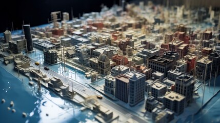 Obraz premium Advanced GIS powered flood simulation model visualizing potential flood risk areas and infrastructure vulnerabilities in urban environments to support disaster preparedness and resilience planning