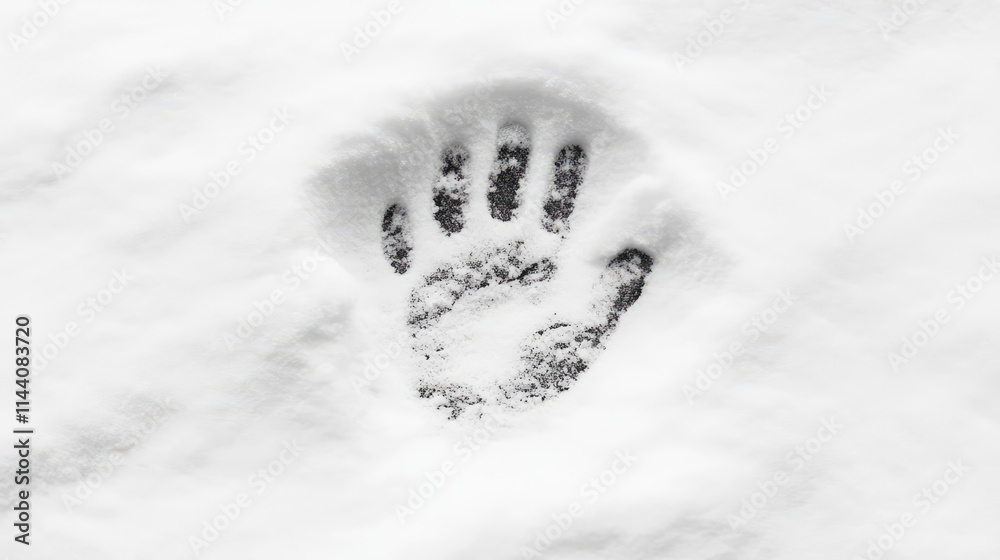 Leinwandbilder handprint imprinted on a pristine white snow surface creating a striking contrast of texture and col