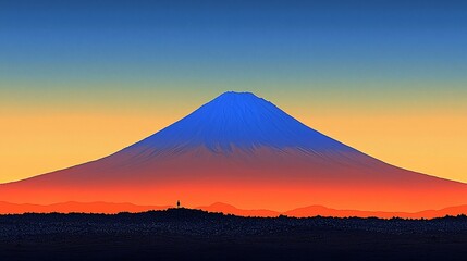 Majestic sunrise over a vibrant, blue-hued mountain.