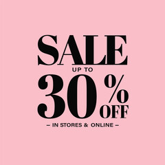 Bright Pink Sale Banner with Up to 30% Off Promotion