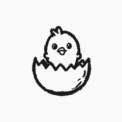 newborn chicken in broken egg shell. vector cartoon illustration isolated on white background