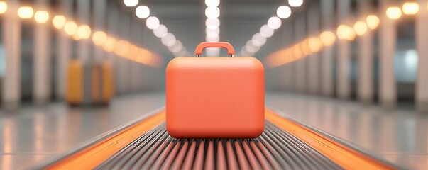 luggage conveyor concept. A detailed view of a conveyor belt moving baggage with integrated lighting for better visibility