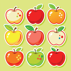 set of apples sticker set 