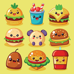 burger sticker set 