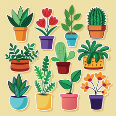 Doodle flowers . Set of cute cartoon characters. Vector collection for stickers, patches, badges, pins. Hand drawn style doodle