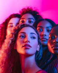 Naklejka premium group of women in different races and skin colors representing diversity of women 