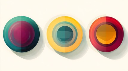 Obraz premium Three abstract circles brightly layered digital painting style artwork.. AI Generated