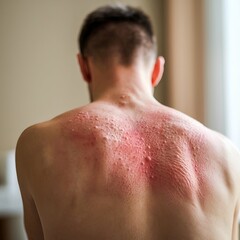 Naklejka premium Close-Up of Severe Back Rash and Skin